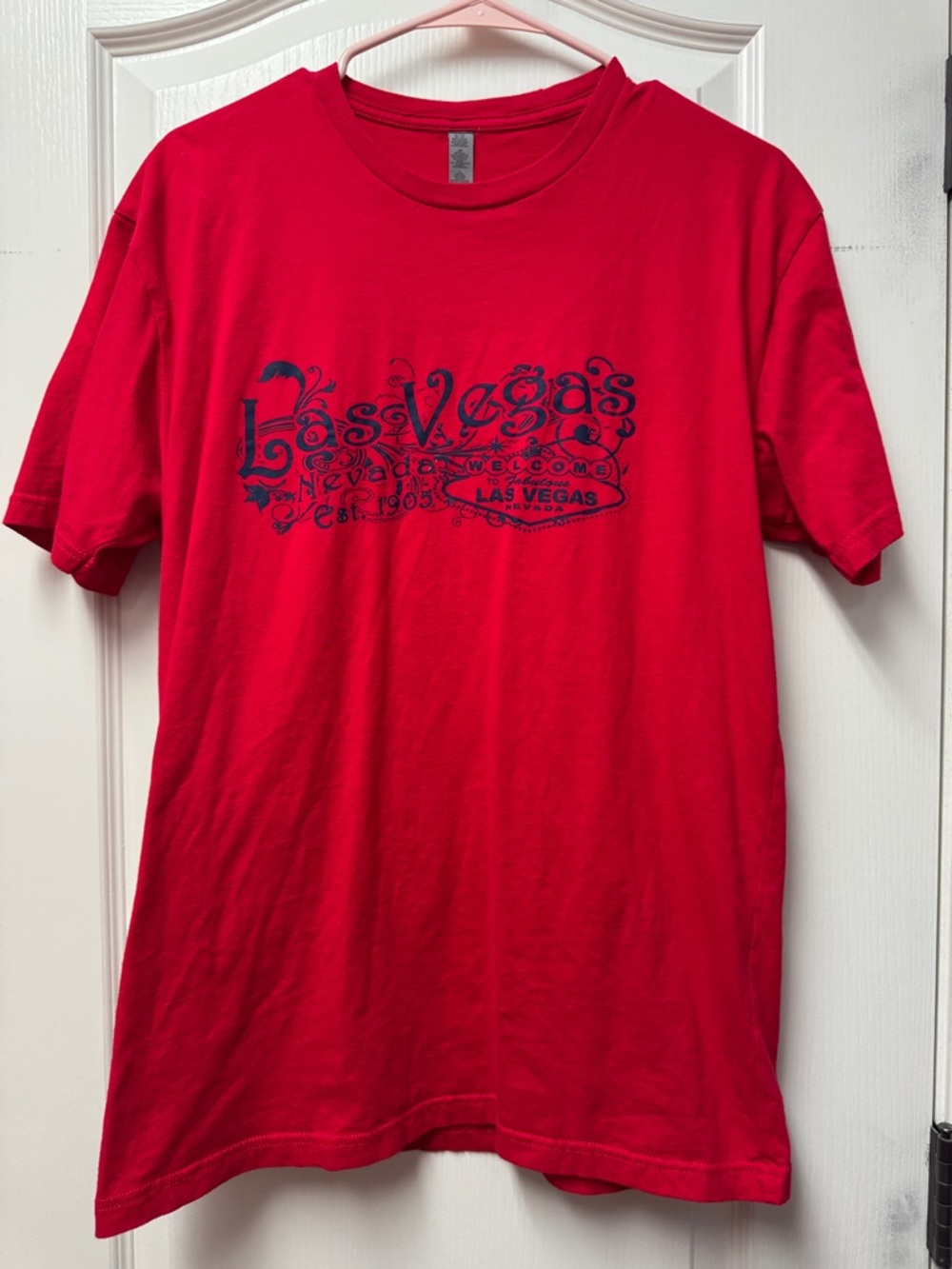 Gildan Red Las Vegas Graphic Short Sleeve Tee with Navy Print